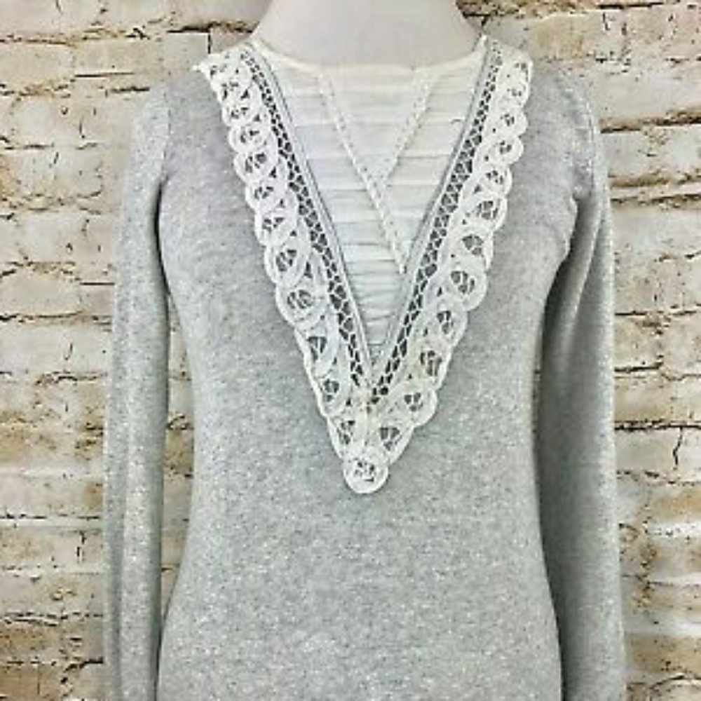 Grey sweater with lace